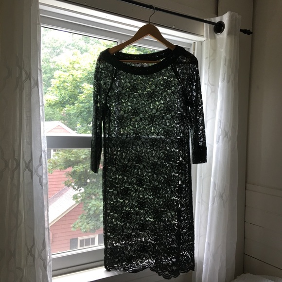 New NWOT DVF Diane Von Furstenberg Dark Green Lace Dress - Picture 4 of 8